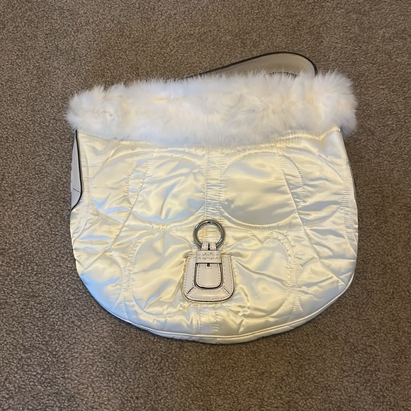 Coach Soho ski hobo satin bag with rabbit fur trim, bag # 3587 - Picture 3 of 11